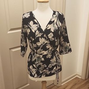 Sienna Sky Floral Wrap Blouse, Size Large